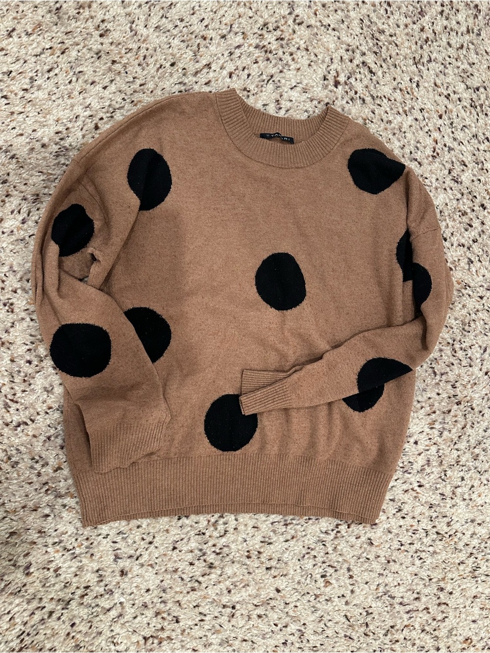T Tahari Women's Polka Dot Crewneck Sweater - Brown/Black in size XS